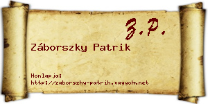 Záborszky Patrik névjegykártya